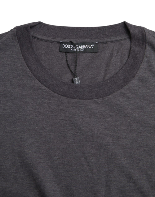 Dolce & Gabbana Gray Cotton Round Neck Short Sleeve T-shirt - ClickThatClicks 