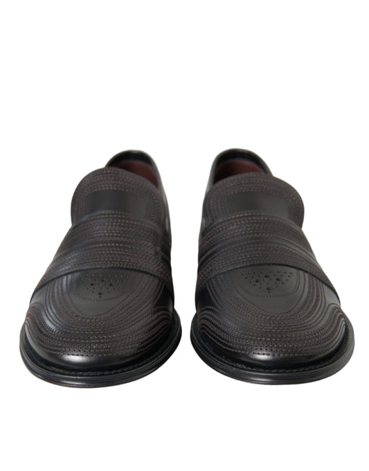 Dolce & Gabbana Black Brown Leather Loafer Men Dress Shoes - ClickThatClicks 