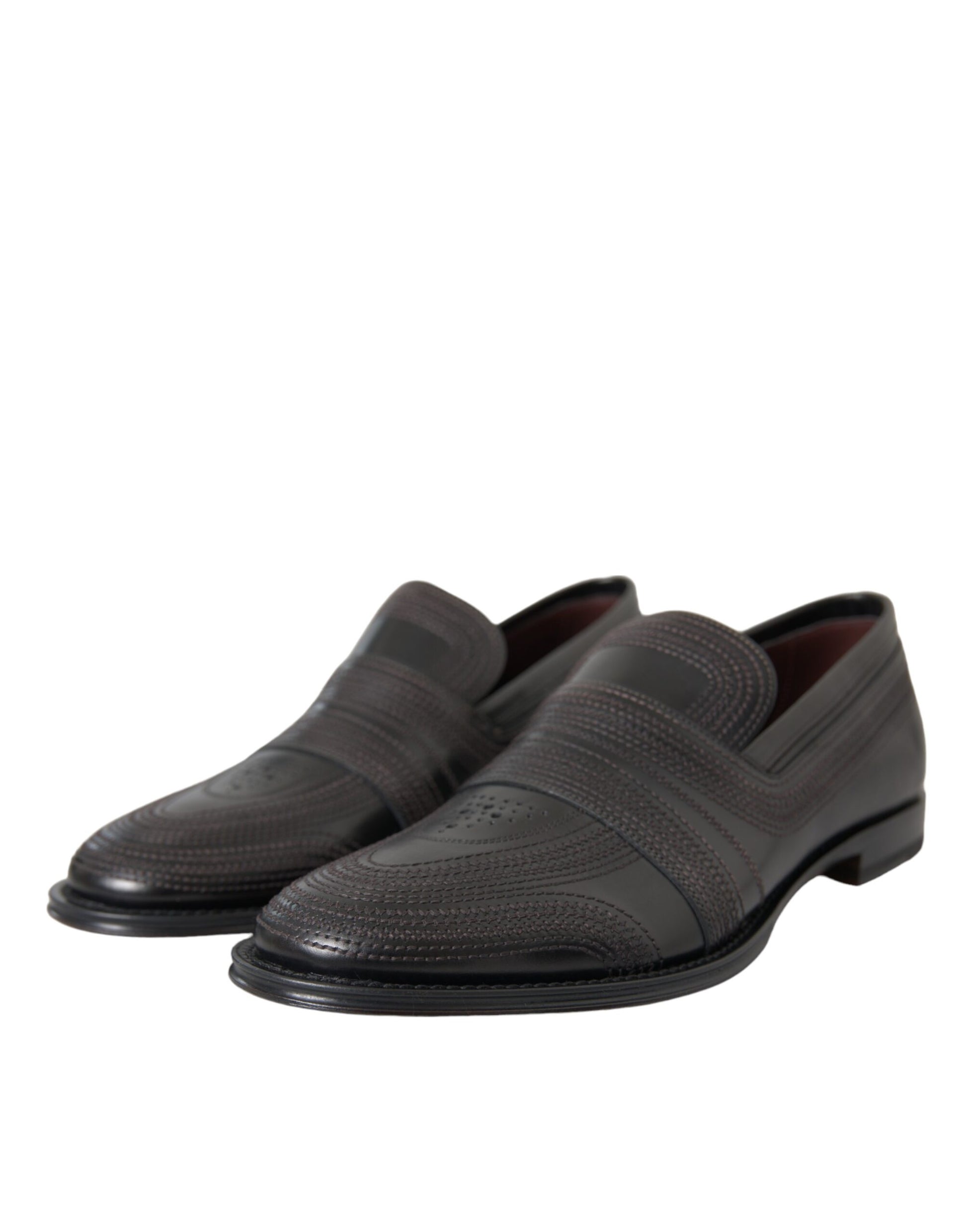 Dolce & Gabbana Black Brown Leather Loafer Men Dress Shoes - ClickThatClicks 