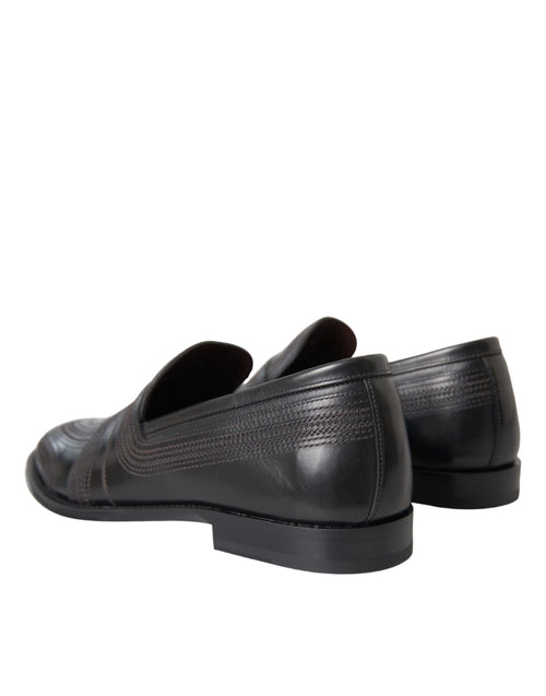Dolce & Gabbana Black Brown Leather Loafer Men Dress Shoes - ClickThatClicks 