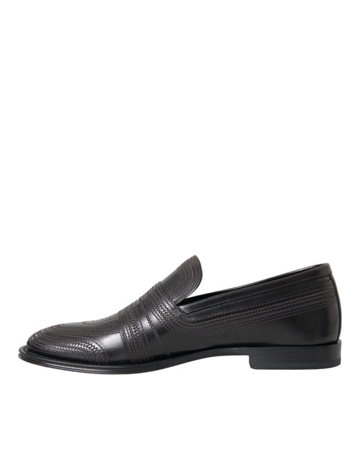 Dolce & Gabbana Black Brown Leather Loafer Men Dress Shoes - ClickThatClicks 