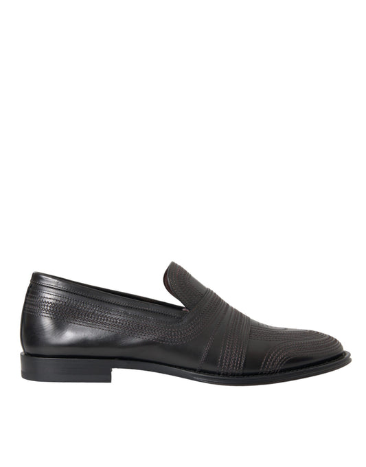 Dolce & Gabbana Black Brown Leather Loafer Men Dress Shoes - ClickThatClicks 