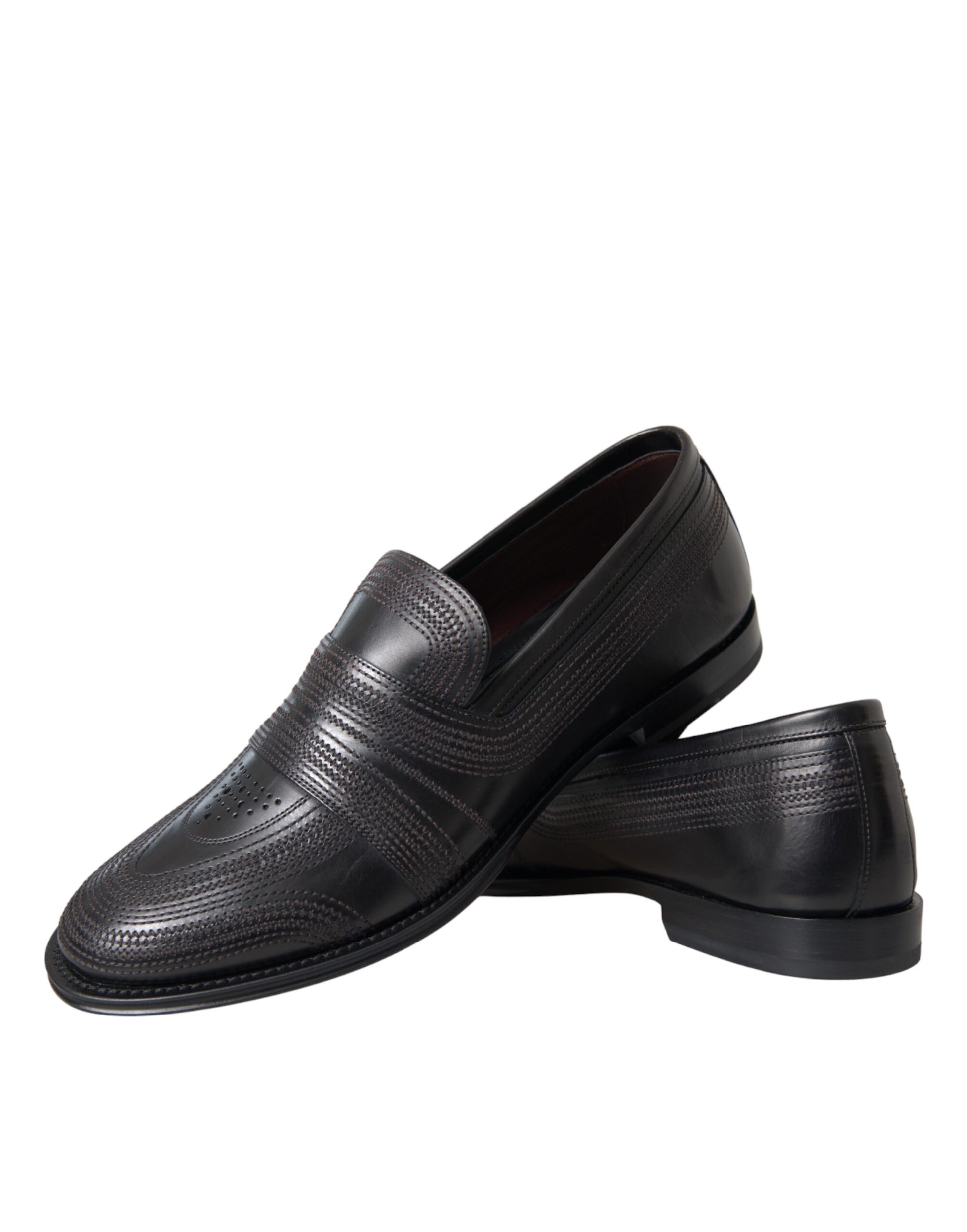 Dolce & Gabbana Black Brown Leather Loafer Men Dress Shoes - ClickThatClicks 