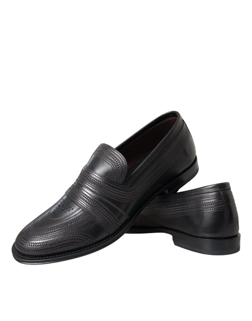 Dolce & Gabbana Black Brown Leather Loafer Men Dress Shoes - ClickThatClicks 