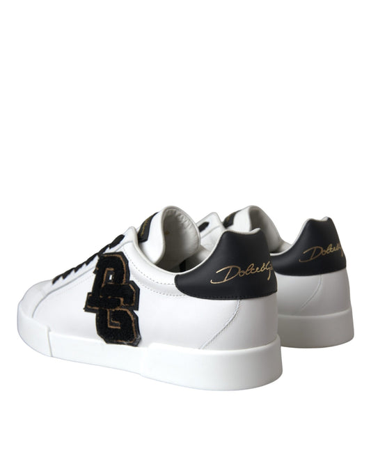 Dolce & Gabbana White Leather DG Logo Casual Low Top Sneakers Shoes - ClickThatClicks 