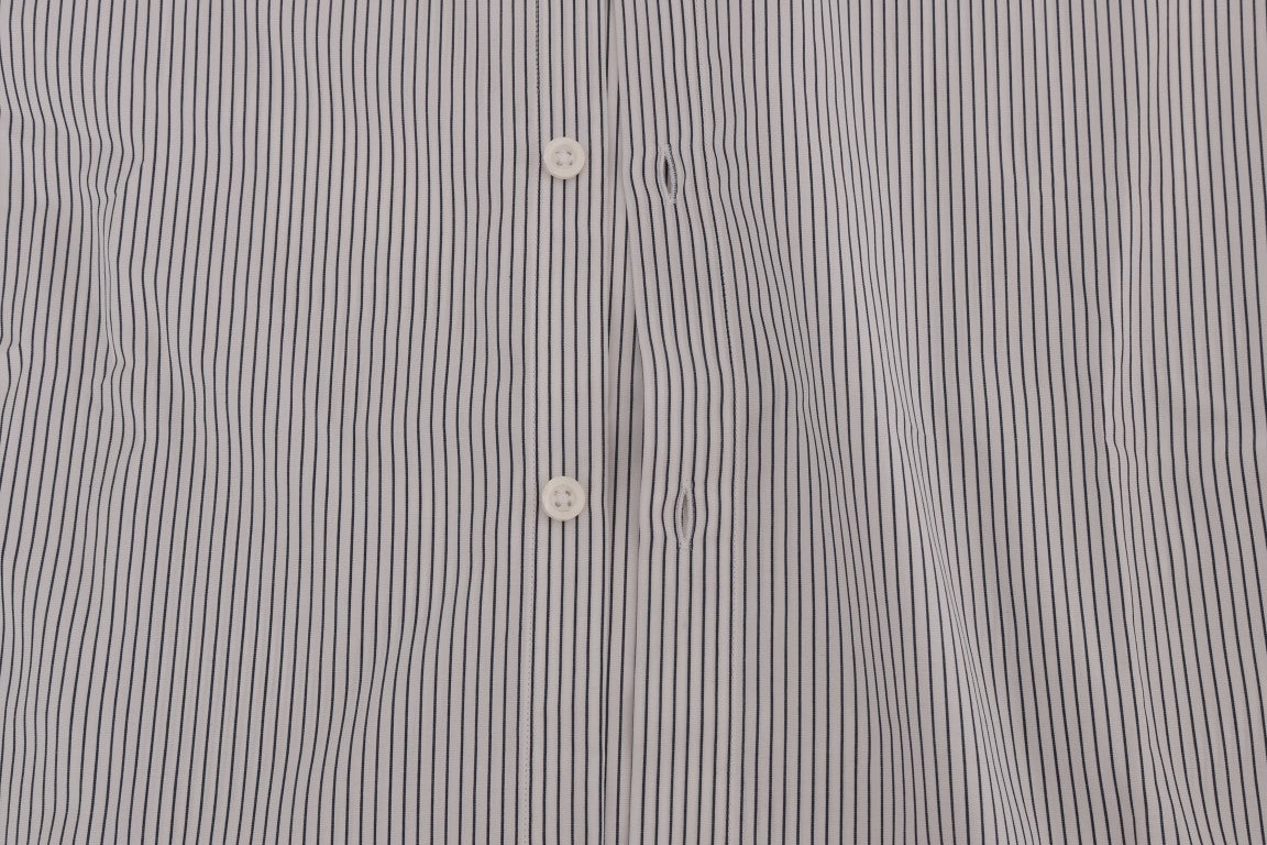 Frankie Morello White Blue Striped Casual Cotton Regular Fit Shirt - ClickThatClicks 