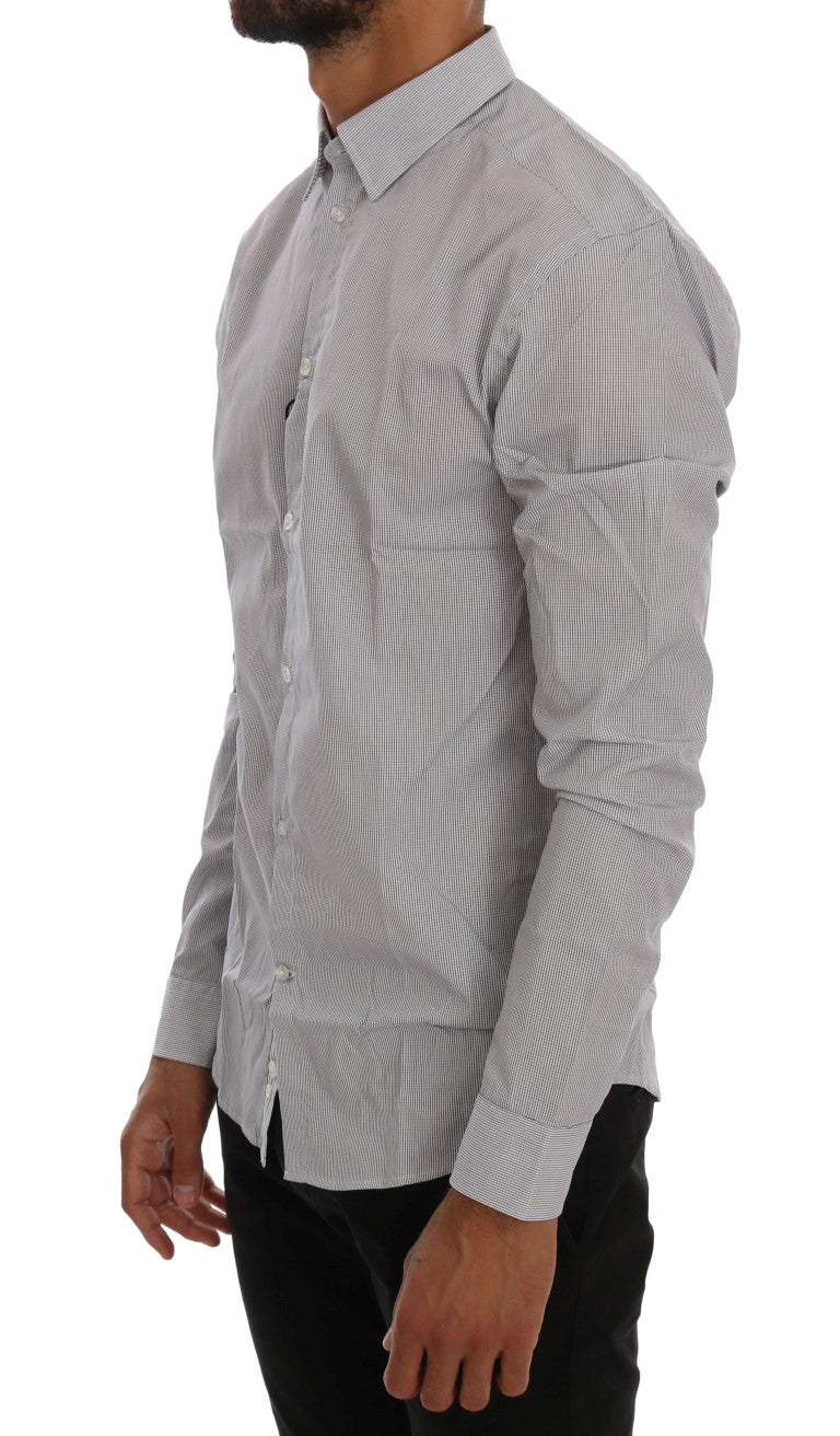 Frankie Morello White Blue Check Casual Cotton Regular Fit Shirt - ClickThatClicks 