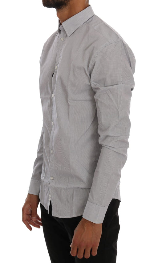 Frankie Morello White Blue Check Casual Cotton Regular Fit Shirt - ClickThatClicks 