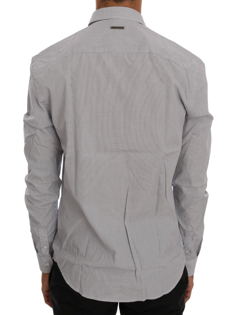 Frankie Morello White Blue Check Casual Cotton Regular Fit Shirt - ClickThatClicks 