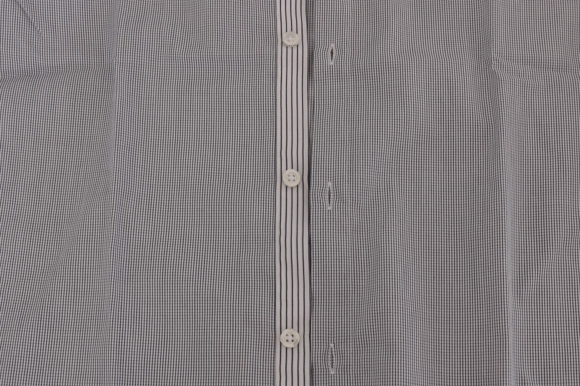 Frankie Morello White Blue Check Casual Cotton Regular Fit Shirt - ClickThatClicks 