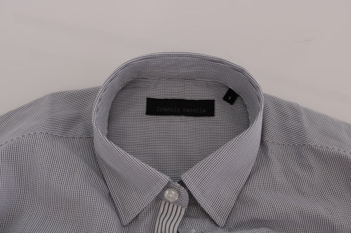 Frankie Morello White Blue Check Casual Cotton Regular Fit Shirt - ClickThatClicks 