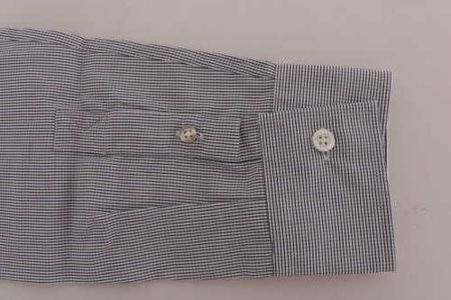Frankie Morello White Blue Check Casual Cotton Regular Fit Shirt - ClickThatClicks 