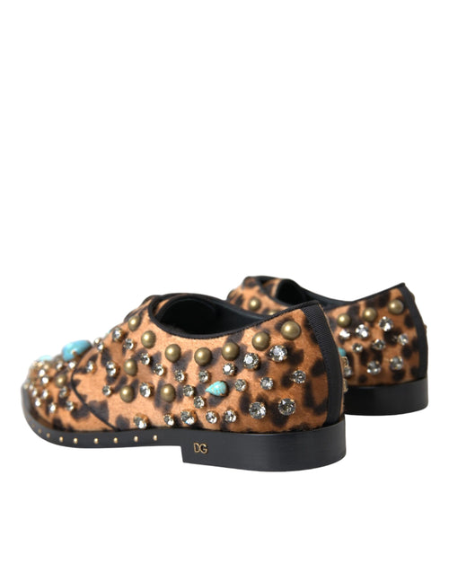 Dolce & Gabbana Brown Leopard Hair Crystal Dress Broque Shoes - ClickThatClicks 