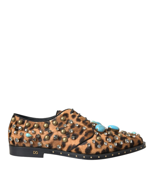 Dolce & Gabbana Brown Leopard Hair Crystal Dress Broque Shoes - ClickThatClicks 