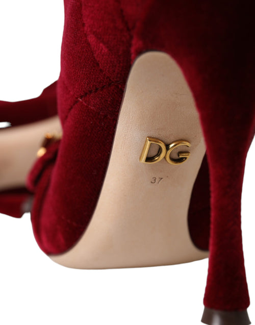 Dolce & Gabbana Dark Red Velvet Devotion Buckle Boots Shoes - ClickThatClicks 