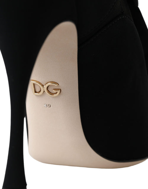 Dolce & Gabbana Black Stiletto Heels Mid Calf Boots Shoes - ClickThatClicks 