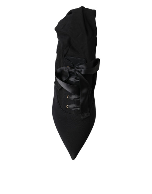 Dolce & Gabbana Black Stiletto Heels Mid Calf Boots Shoes - ClickThatClicks 
