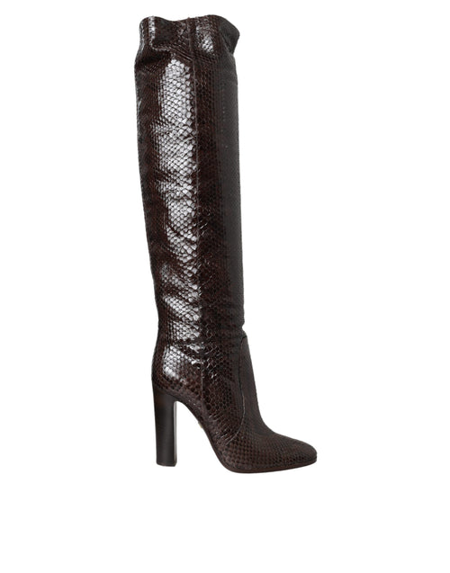 Dolce & Gabbana Brown Exotic Leather Heels High Boots Shoes - ClickThatClicks 
