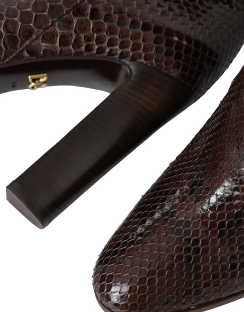Dolce & Gabbana Brown Exotic Leather Heels High Boots Shoes - ClickThatClicks 