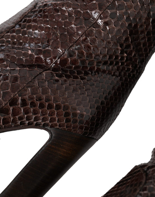 Dolce & Gabbana Brown Exotic Leather Heels High Boots Shoes - ClickThatClicks 