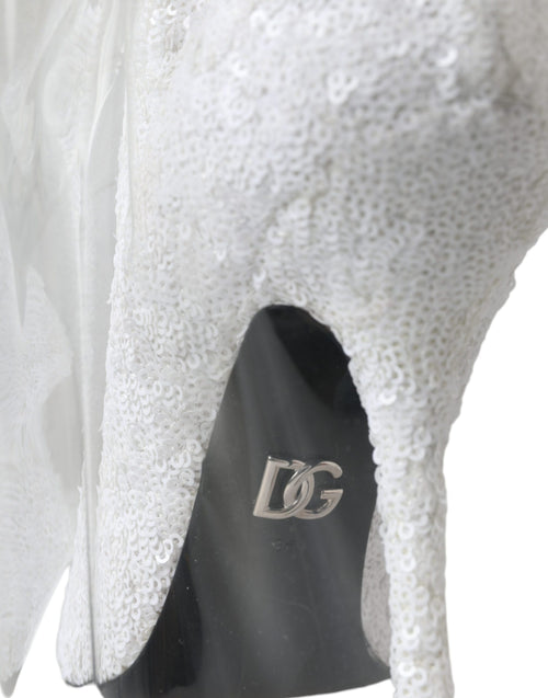 Dolce & Gabbana White Heels Stiletto Knee High Boots Shoes - ClickThatClicks 