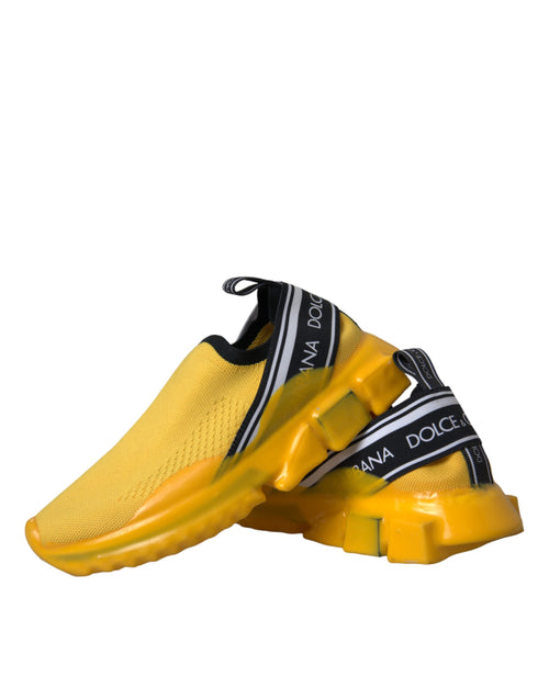 Dolce & Gabbana Yellow Sorrento Slip On Sneakers Women Shoes - ClickThatClicks 