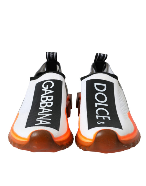 Dolce & Gabbana Black White Orange Slip On Sorrento Sneakers Shoes - ClickThatClicks 