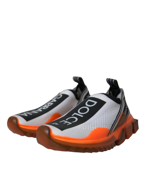Dolce & Gabbana Black White Orange Slip On Sorrento Sneakers Shoes - ClickThatClicks 
