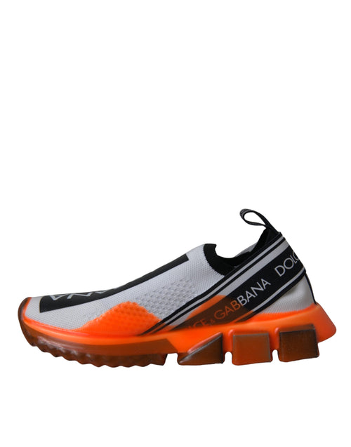 Dolce & Gabbana Black White Orange Slip On Sorrento Sneakers Shoes - ClickThatClicks 