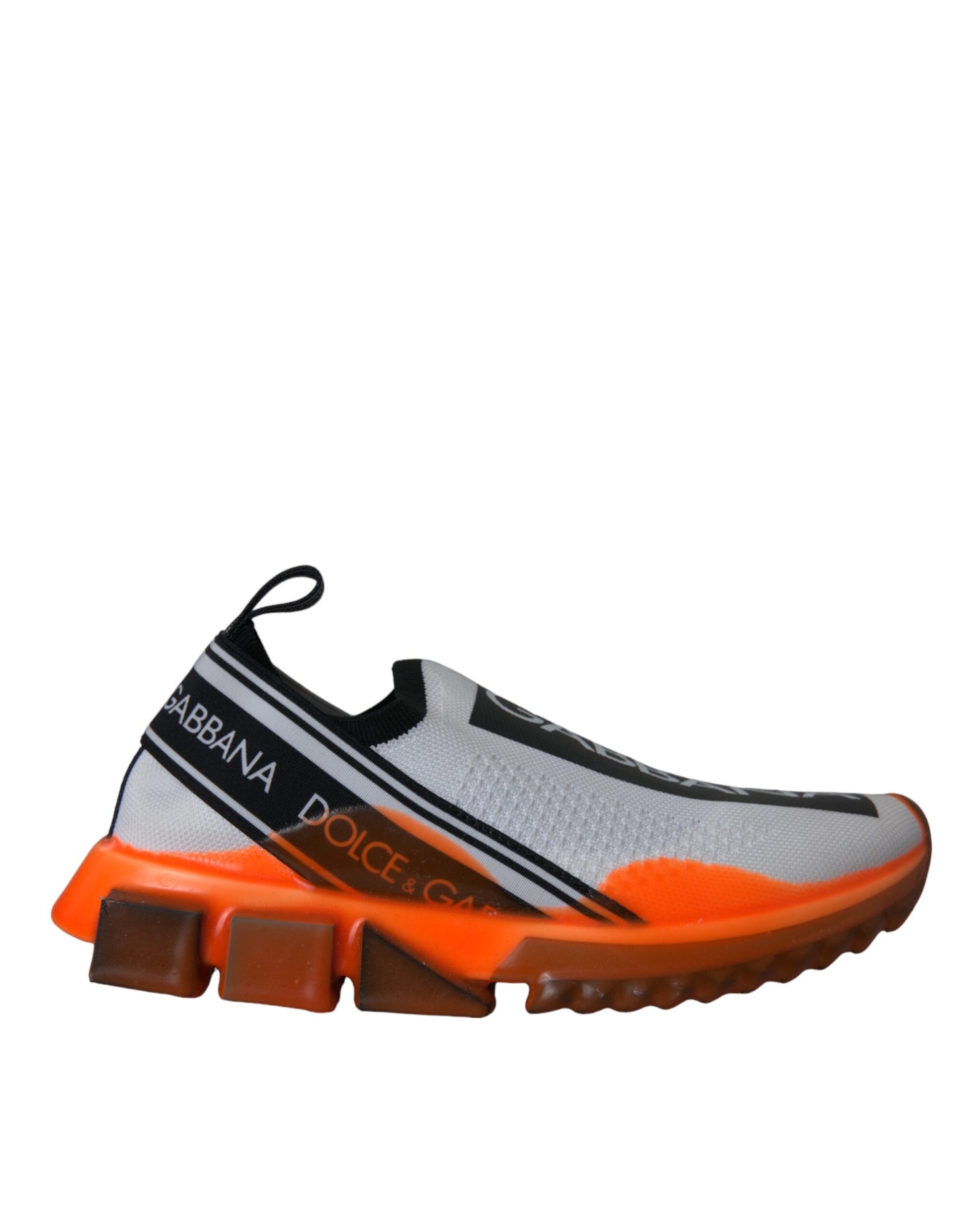 Dolce & Gabbana Black White Orange Slip On Sorrento Sneakers Shoes - ClickThatClicks 