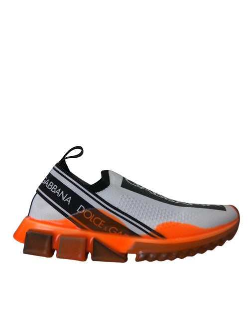 Dolce & Gabbana Black White Orange Slip On Sorrento Sneakers Shoes - ClickThatClicks 