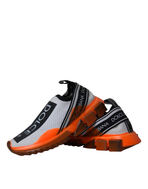 Dolce & Gabbana Black White Orange Slip On Sorrento Sneakers Shoes - ClickThatClicks 