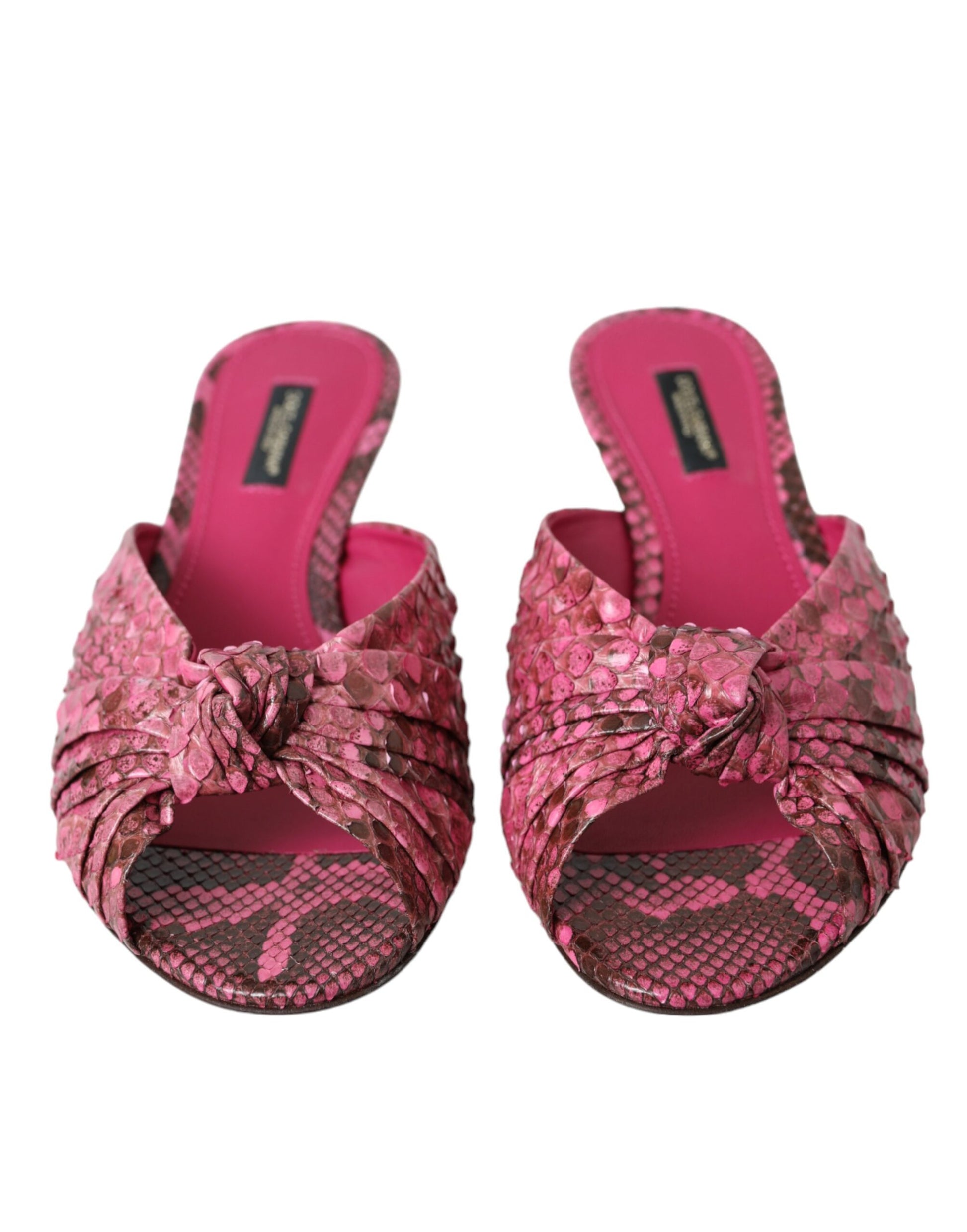 Dolce & Gabbana Pink Exotic Leather Kitten Heels Slides Shoes - ClickThatClicks 
