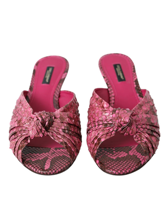 Dolce & Gabbana Pink Exotic Leather Kitten Heels Slides Shoes - ClickThatClicks 