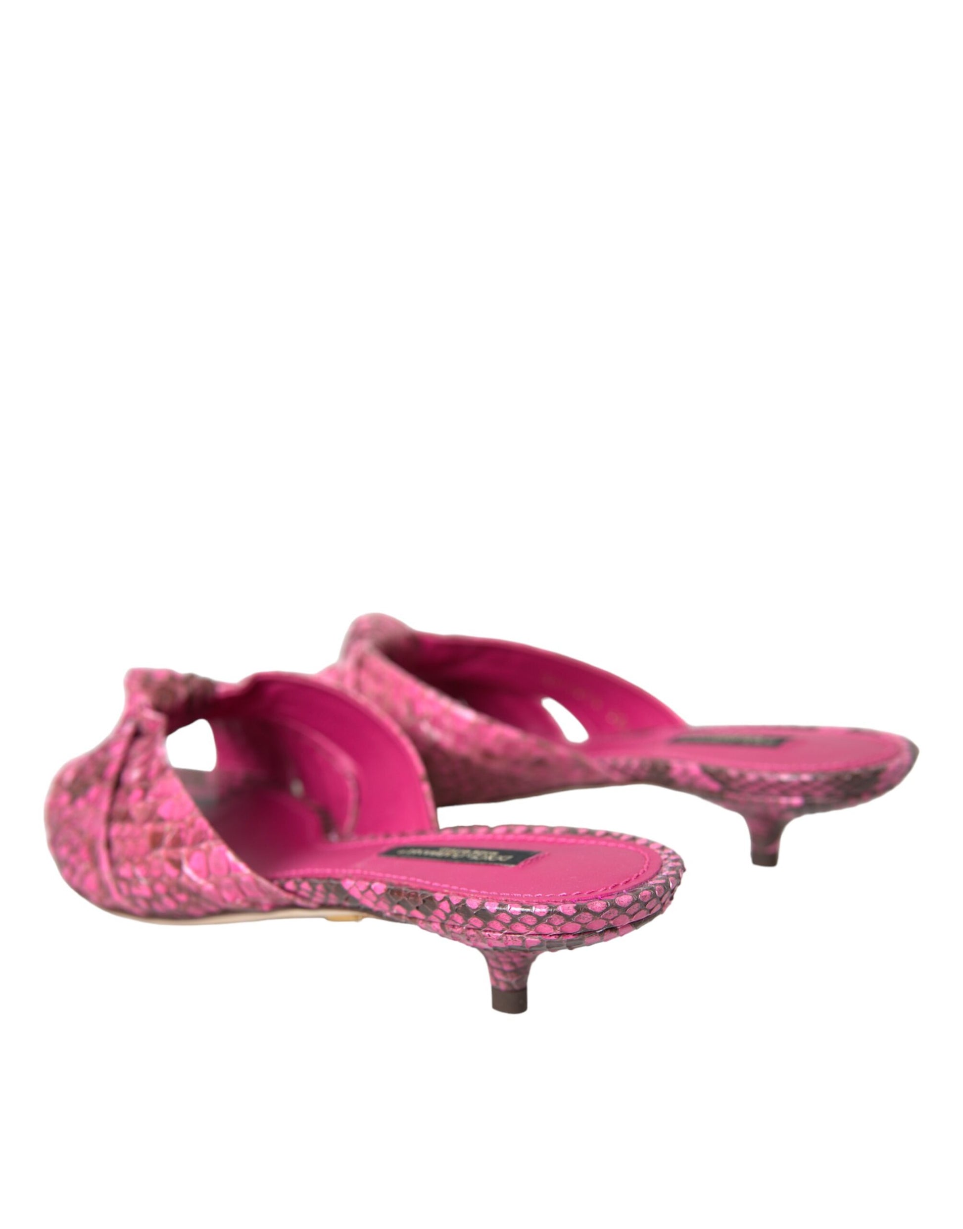 Dolce & Gabbana Pink Exotic Leather Kitten Heels Slides Shoes - ClickThatClicks 