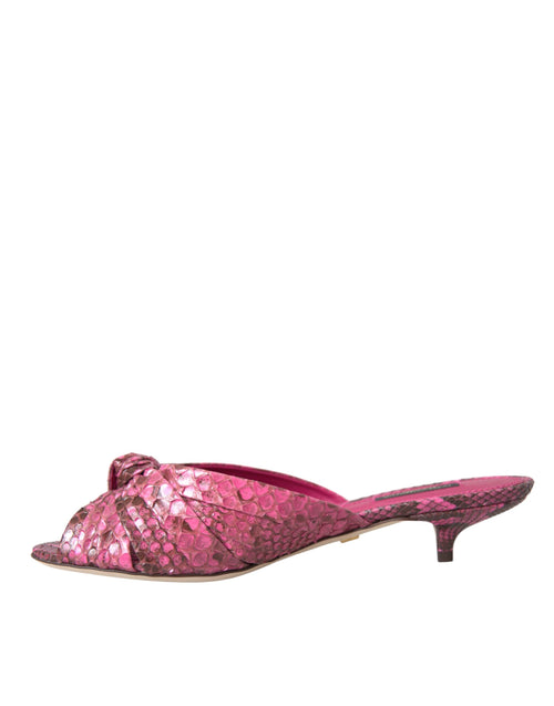 Dolce & Gabbana Pink Exotic Leather Kitten Heels Slides Shoes - ClickThatClicks 