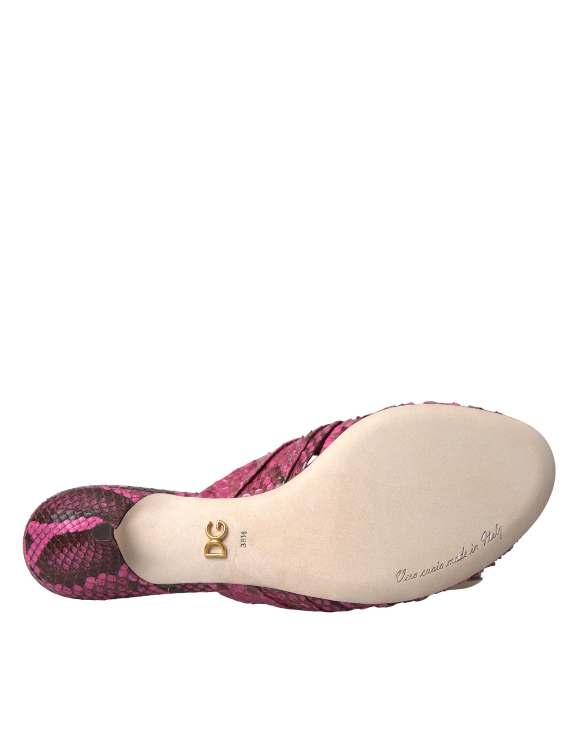 Dolce & Gabbana Pink Exotic Leather Kitten Heels Slides Shoes - ClickThatClicks 