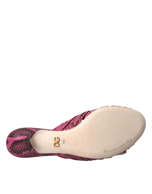 Dolce & Gabbana Pink Exotic Leather Kitten Heels Slides Shoes - ClickThatClicks 