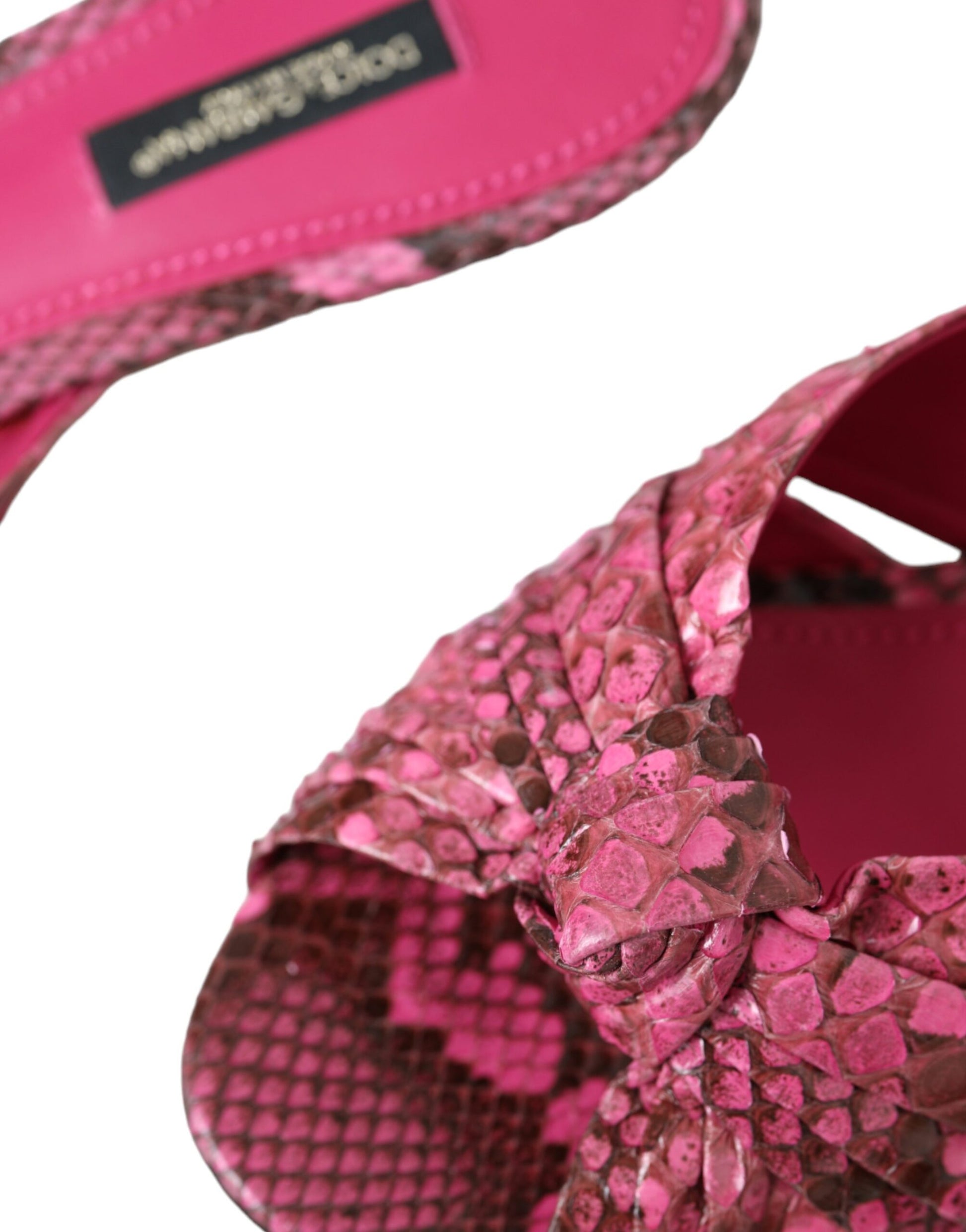 Dolce & Gabbana Pink Exotic Leather Kitten Heels Slides Shoes - ClickThatClicks 