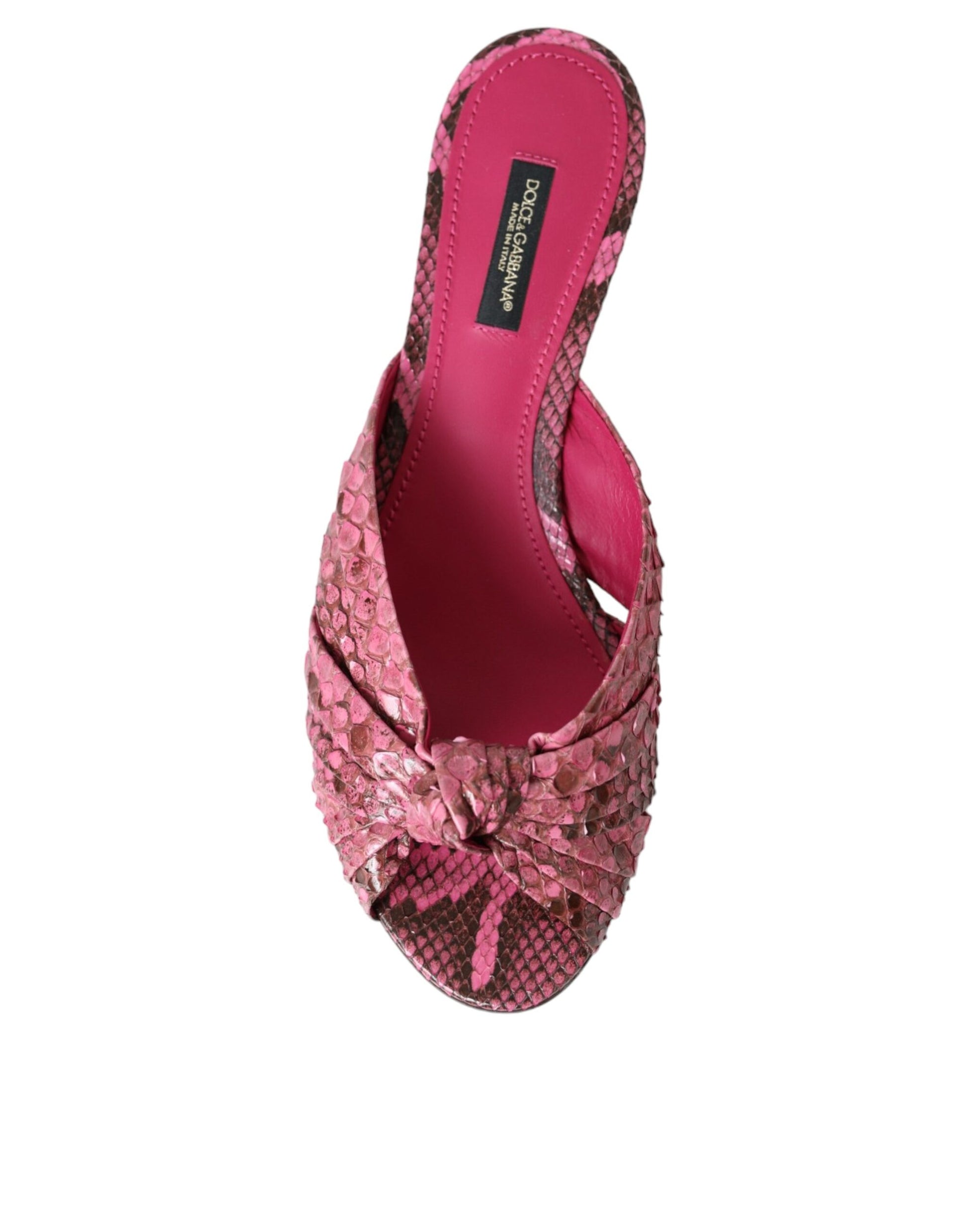 Dolce & Gabbana Pink Exotic Leather Kitten Heels Slides Shoes - ClickThatClicks 