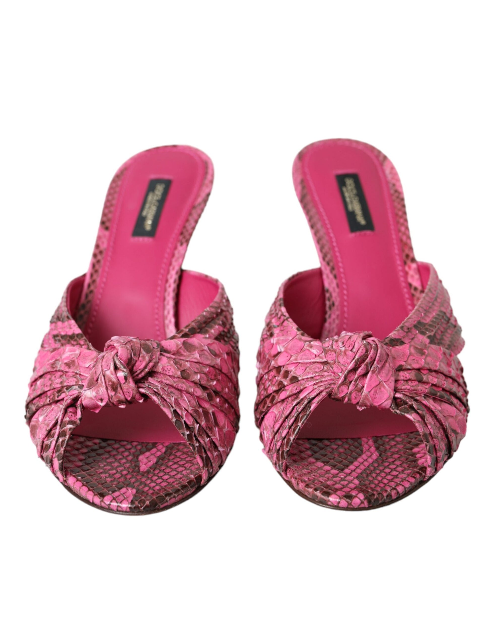 Dolce & Gabbana Pink Exotic Leather Kitten Heels Slides Shoes - ClickThatClicks 