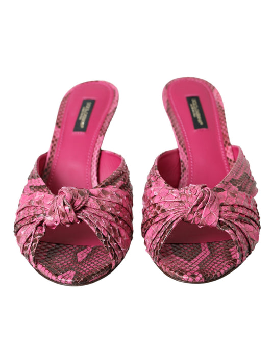 Dolce & Gabbana Pink Exotic Leather Kitten Heels Slides Shoes - ClickThatClicks 