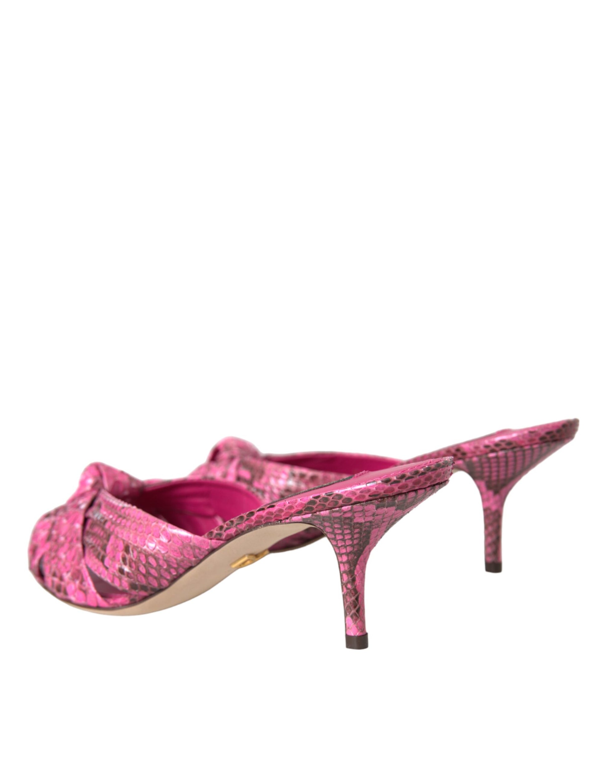Dolce & Gabbana Pink Exotic Leather Kitten Heels Slides Shoes - ClickThatClicks 