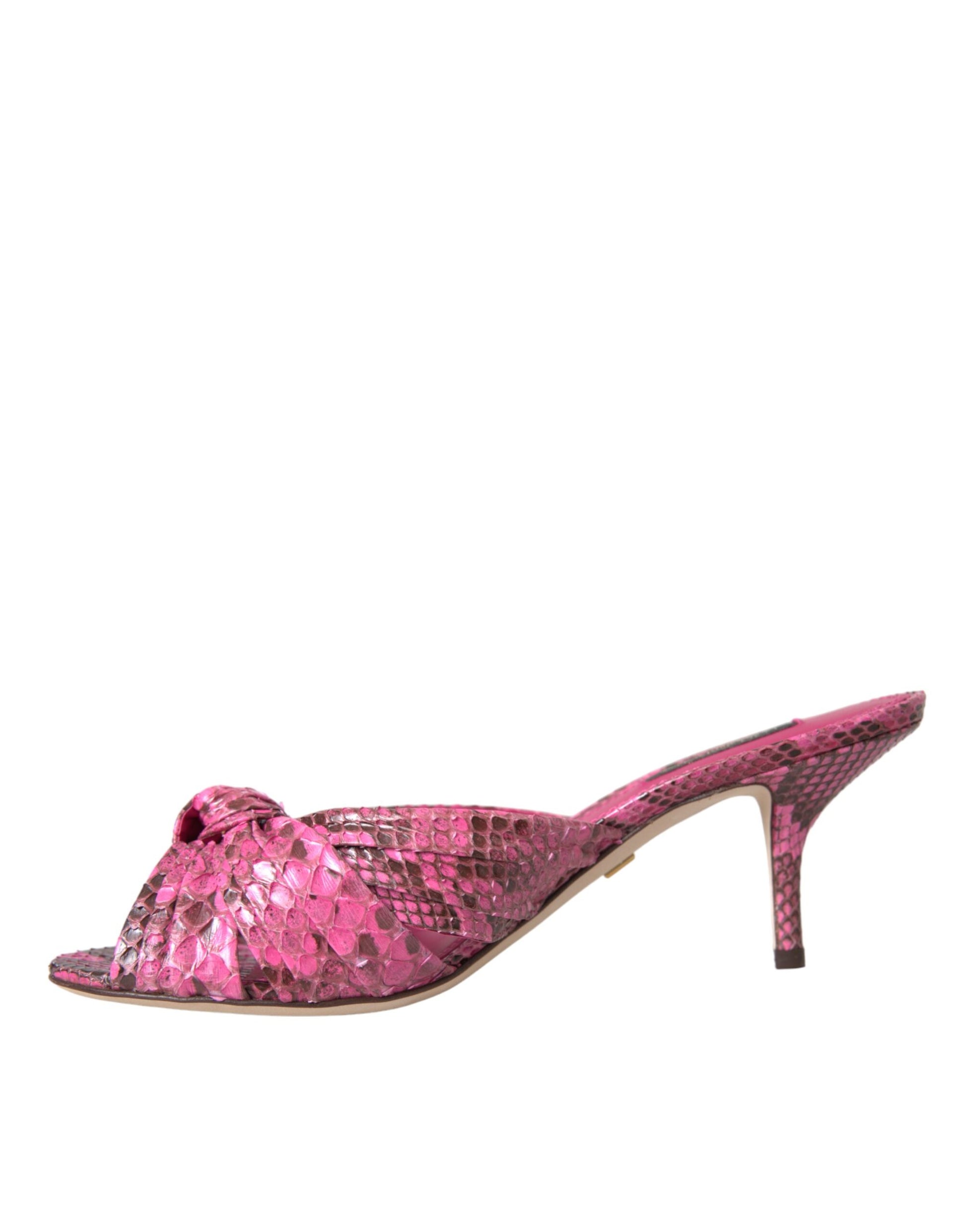 Dolce & Gabbana Pink Exotic Leather Kitten Heels Slides Shoes - ClickThatClicks 