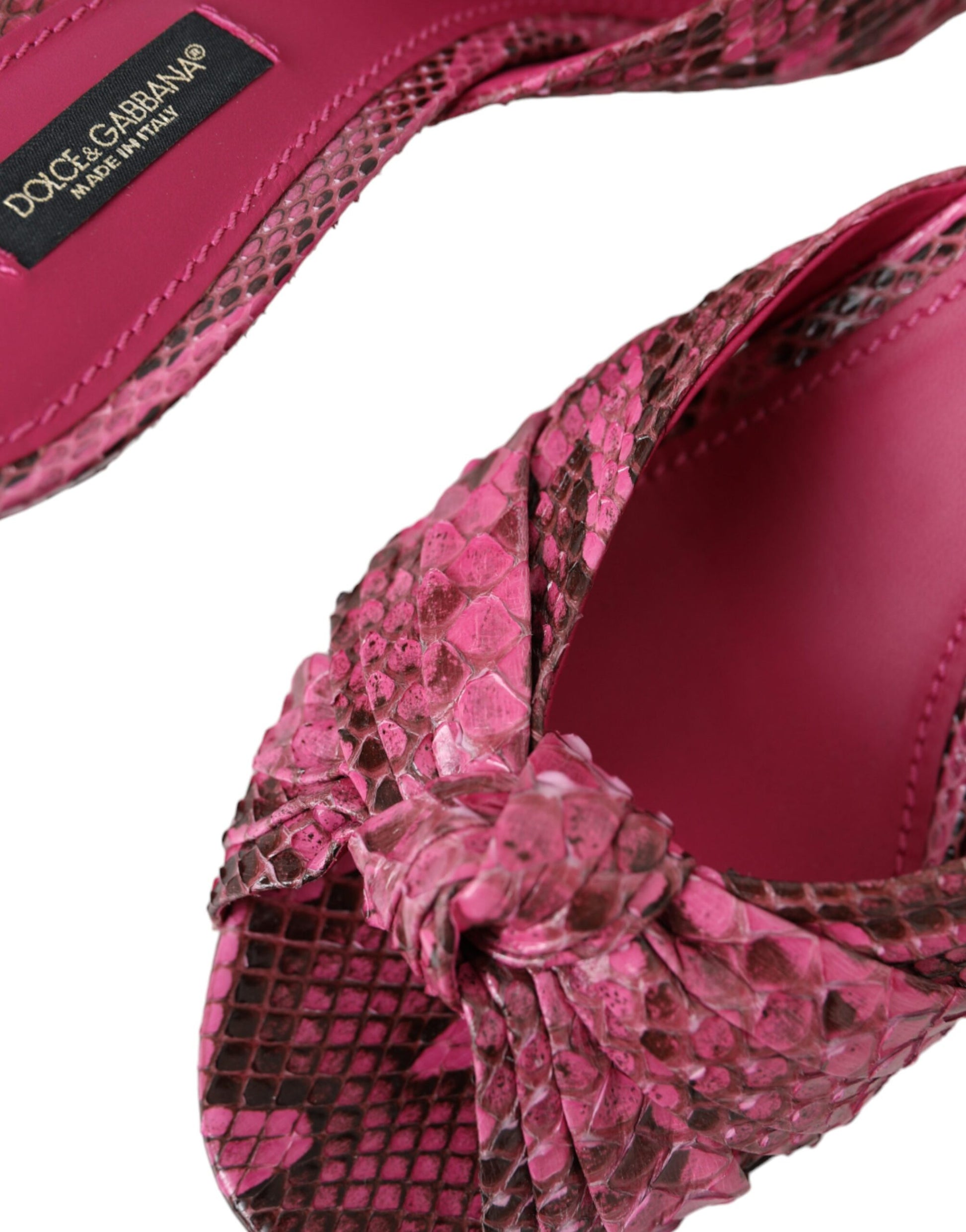 Dolce & Gabbana Pink Exotic Leather Kitten Heels Slides Shoes - ClickThatClicks 