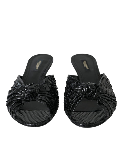 Dolce & Gabbana Black Exotic Leather Heels Slides Shoes - ClickThatClicks 