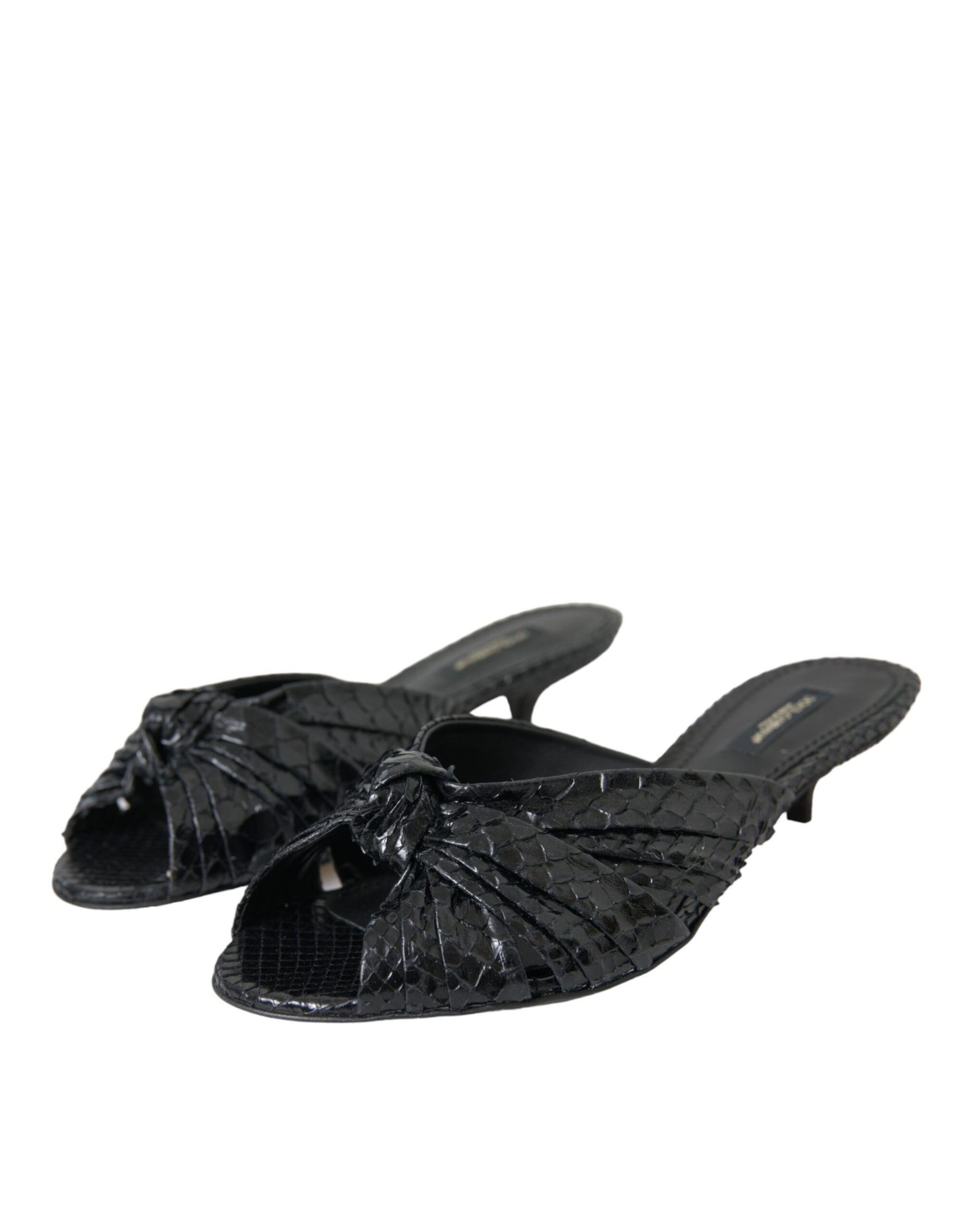 Dolce & Gabbana Black Exotic Leather Heels Slides Shoes - ClickThatClicks 