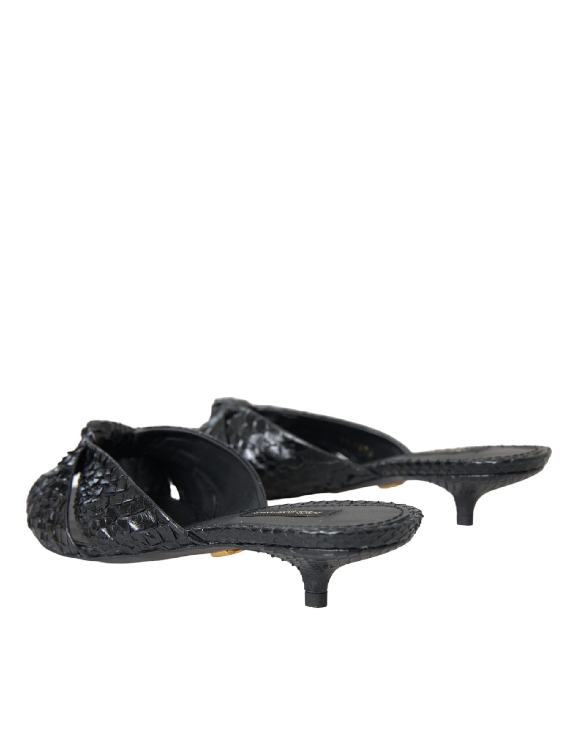 Dolce & Gabbana Black Exotic Leather Heels Slides Shoes - ClickThatClicks 