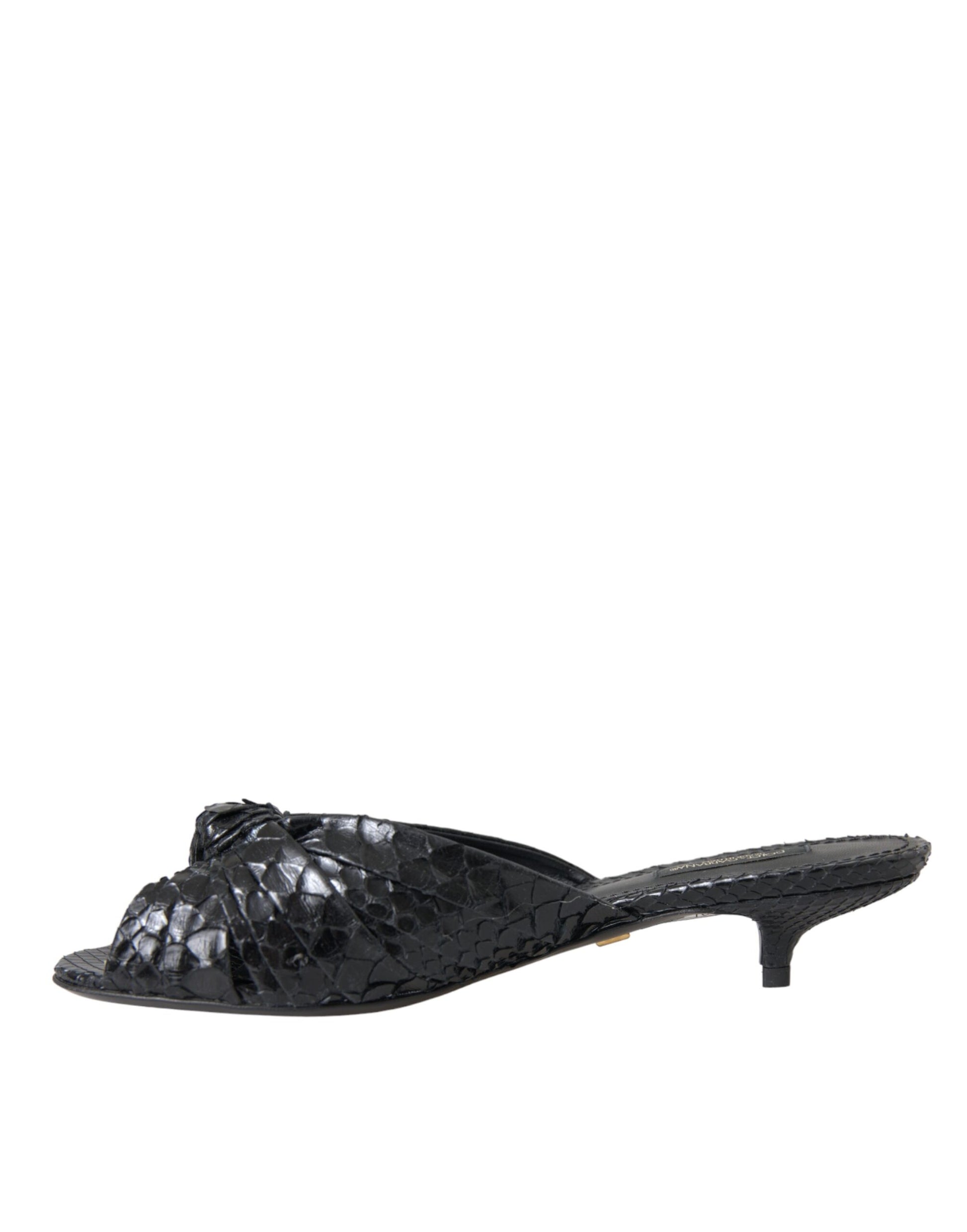 Dolce & Gabbana Black Exotic Leather Heels Slides Shoes - ClickThatClicks 