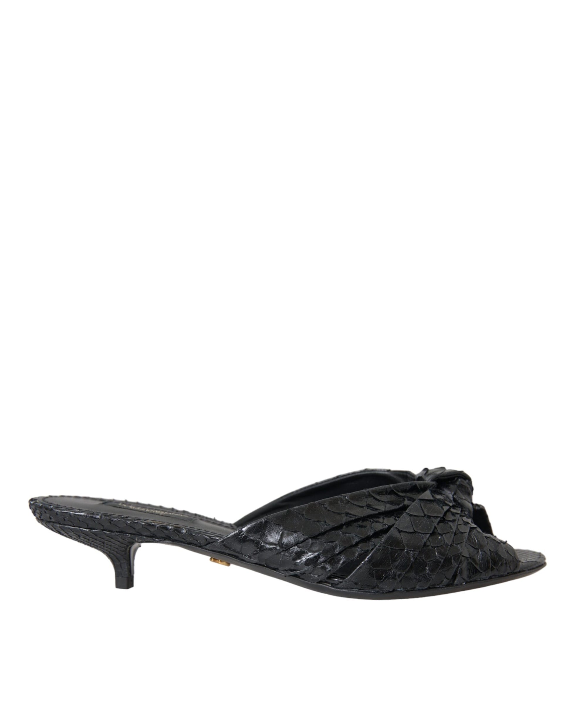 Dolce & Gabbana Black Exotic Leather Heels Slides Shoes - ClickThatClicks 
